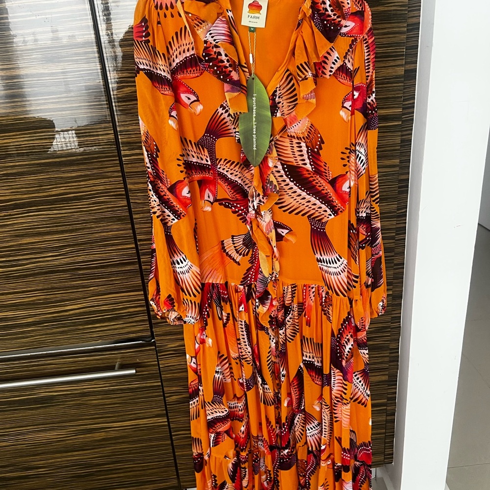 FARM Rio Orange Bird Print Dress - Picture 3 of 5
